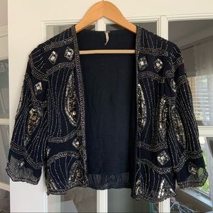 Free People cropped beaded jacket | S
